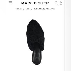 Marc Fisher Sabrinna Slip-On Mule in Black Shearling
